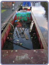 Floating rubbish: full of water